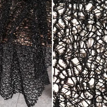 Черная тканая сетчатая ткань Креативная нерегулярная полая дизайнерская DIY Женская одежда Материал Telas Швейные аксессуары Ткань по двору