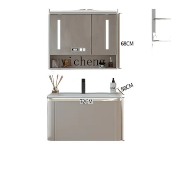 ZC Кремовый стиль Керамический интегрированный шкаф для ванной комнаты с закругленными углами Комбинированный шкаф для умывальника в ванной комнате Умывальник Умывальник