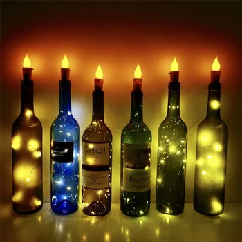 10Pack 20 светодиодных винных бутылок пробковый светильник с пламенем свечи звездная фея свет винные бутылки огни для рождественского свадебного декора на Хэллоуин