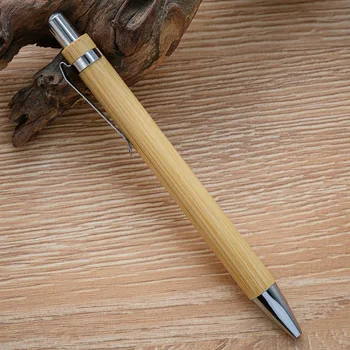 50Pcs Шариковая ручка из бамбукового дерева Фирменная шариковая ручка 1,0 мм наконечник Бизнес-офис Школьные канцелярские принадлежности