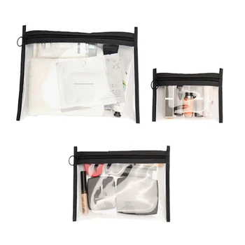 3 комплекта прозрачной дорожной косметички туалетные принадлежности водонепроницаемый ветер девчонка сумка для хранения