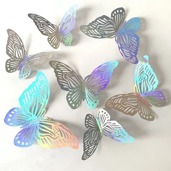 24Pcs Hollow 3D Butterfly Wall Sticker для украшения свадьбы Гостиная Окно ГлавнаяДекор DIY 3D Красочные Бабочки Наклейки