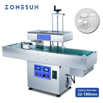 ZONESUN Автоматическая машина для запайки алюминиевой фольги Круглая крышка пластикового флакона 22-180 мм ZS-FK2100