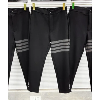 TB THOM Спортивные штаны Классический серый полосатый модный бренд Мужские брюки Высокое качество Умный причинно-следственный костюм Деловые формальные брюки