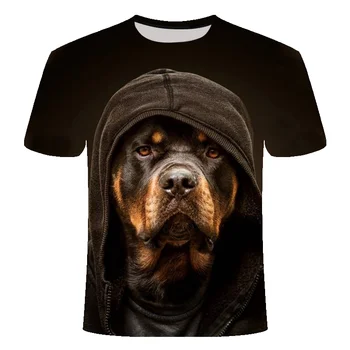 Новая 3D футболка с принтом для собак Мужчины Женщины Хип-хоп Лето Смешная Кошка Уличная Рубашка С Коротким Рукавом Топы Повседневная Одежда Животных с О-образным вырезом