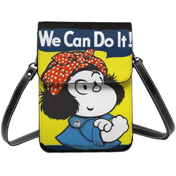 Мы можем это сделать! Mafalda Кожаная сумка для сотового телефона Аксессуары Симпатичные женщины Сумка через плечо Держатель карты Кошелек Портативный