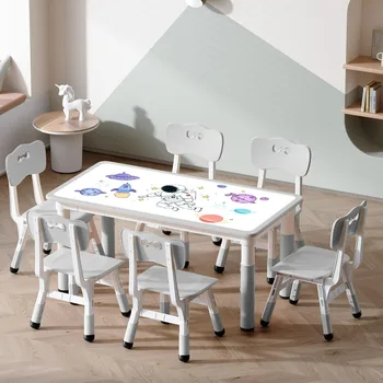 Детские наборы столов и стульев, подходящие для 2 лет + детский регулируемый по высоте стол и стул для малышей с 4-местной столешницей