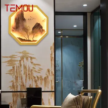 TEMOU Indoor Wall Picture Amp LED Современный Креативный Пейзаж Живопись Бра Свет Для Гостиной Спальни Декор