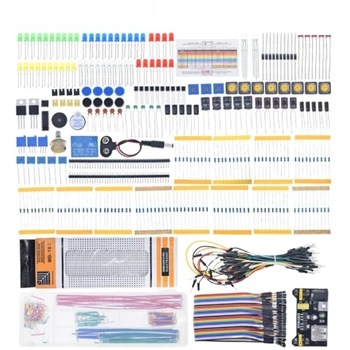 Супер комплект электронных компонентов с перемычками, цветными светодиодами, резисторами, регистровой картой, зуммером для Arduino