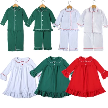 2023 Детская рождественская пижама Красный зеленый хлопковый платье Семейное соответствие Мальчик Девочка Рождественский костюм Малыш Рождественские пижамы Наборы