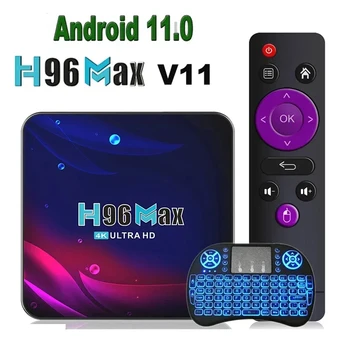 Для xxiaomi H96 MAX V11 Android 11 Smart TV Box 2 ГБ 4 ГБ 4K Hd 2.4G 5G Wifi BT4.0 HDR USB 3.0 3D H.265 Ресивер Медиаплеер