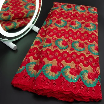 Высококачественная красная африканская хлопковая кружевная ткань новейшая вышивка швейцарская вуаль кружевная ткань для свадебных платьев A 3167