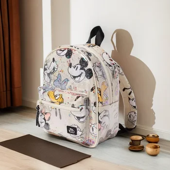 Disney Аниме Микки Детская сумка Off White Girls' Co Фирменный мини-рюкзак с фирменным принтом Портативный модный дорожный рюкзак для хранения Детские подарки