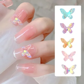 10 шт. 3D Aurora Butterfly Украшение для ногтей DIY Красочные блестящие ювелирные изделия из смолы Бабочка Маникюр Наклейки Новые аксессуары для ногтей